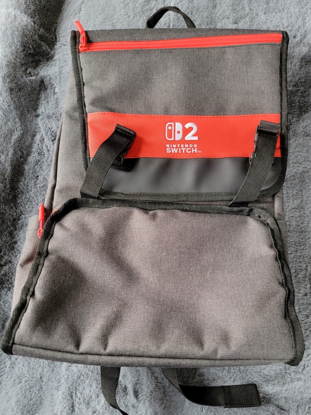 Nintendo Switch 2 Gray & Red Travel Backpack - Picture 2 of 5